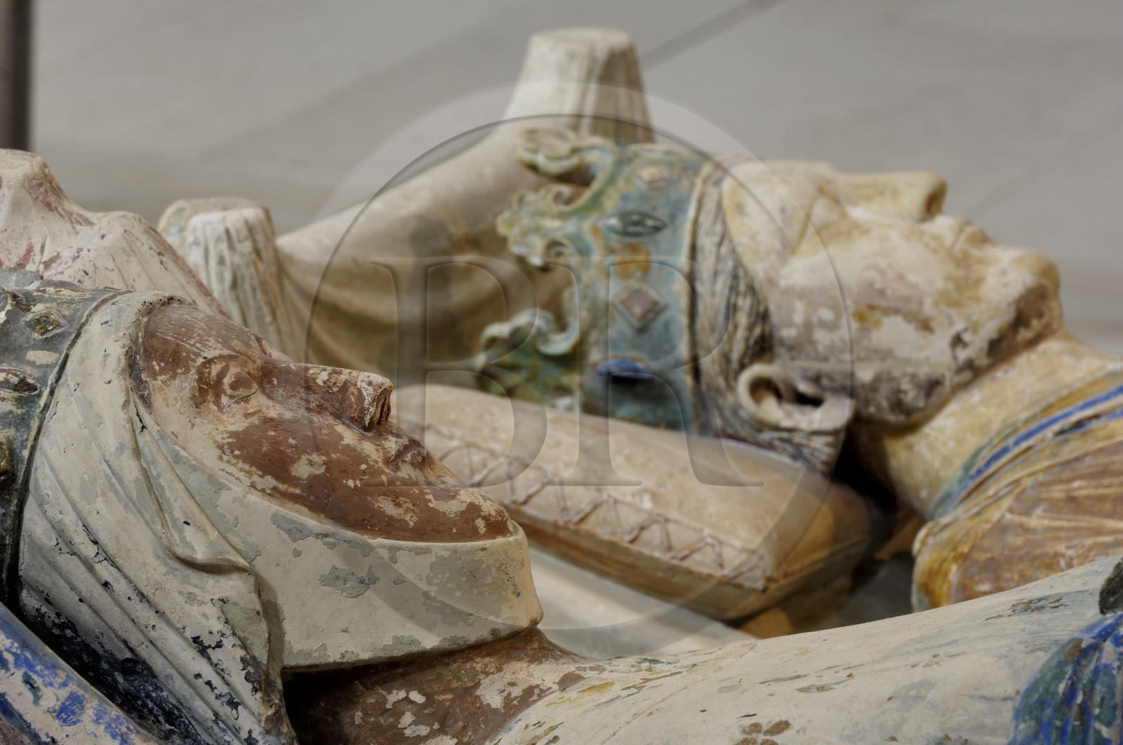 France, Maine et Loire, Loire Valley listed as World Heritage by UNESCO, Fontevraud l' Abbaye, Fontevraud Abbey Church, House of Plantagenet recumbent statues, King of England Henri II and his wife Alienor d' Aquitaine