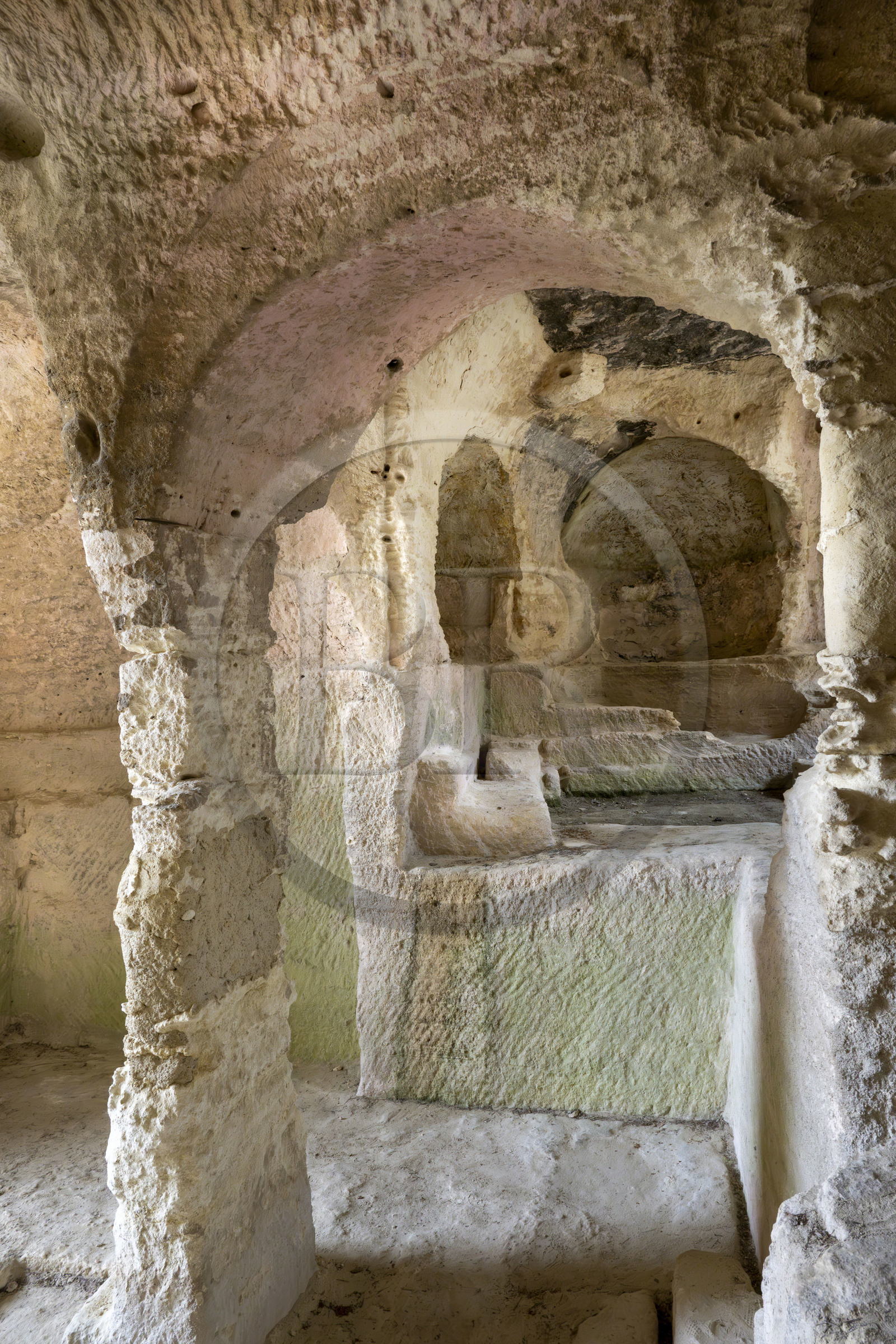France, Gard (30), Beaucaire, abbaye troglodytique de Saint-Roman, l'ancienne chapelle de l'église abbatiale
