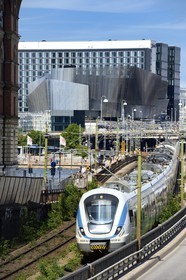 Suède, Stockholm, Klarabergsviadukten, le Waterfront Congress Center par le cabinet d'architecture White Arkitekter, complexe de bureaux, centre de conférences et d'hôtels