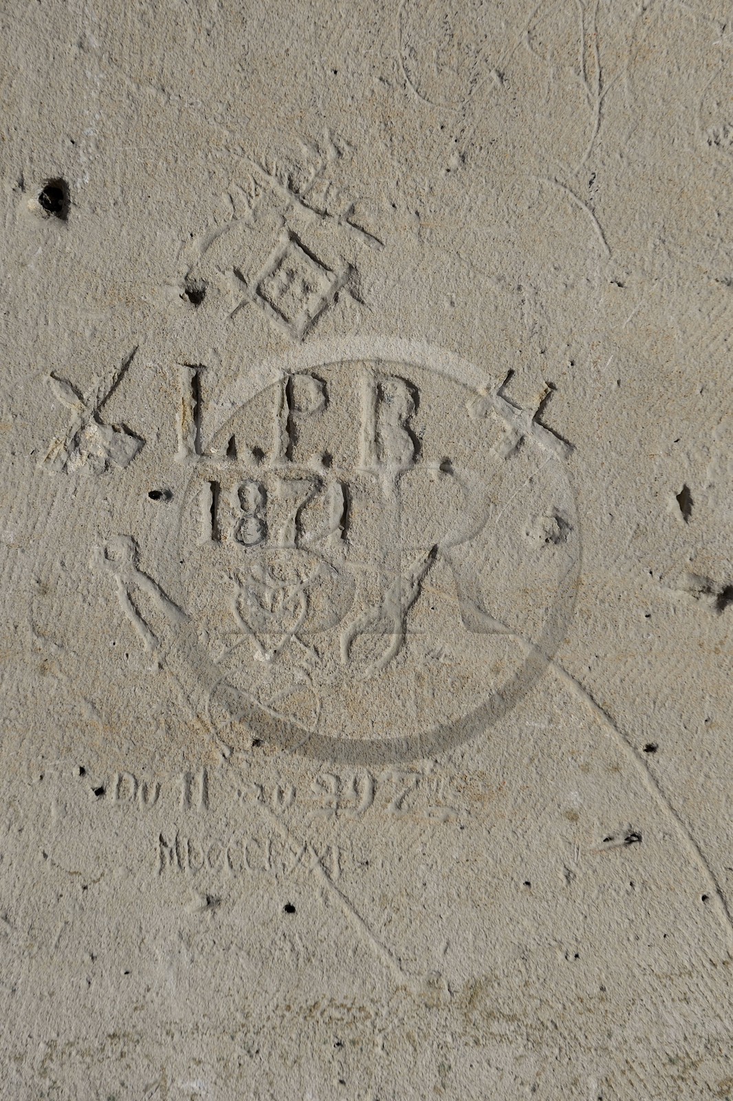 France, Yvelines (78), château de Versailles, classé Patrimoine Mondial de l'UNESCO, graffitis datant de la commune dans l'Orangerie