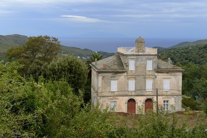 France, Haute-Corse (2B), Cap Corse, Sisco, Villa Padovani (Palazzi ou Maison d'Americain de 1890) qui a fait fortune à Porto-Rico