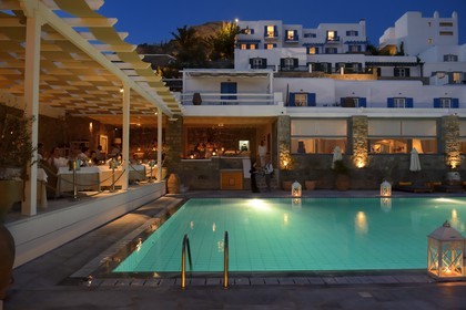 Greece, Cyclades islands, Mykonos island, village of Platis Gialos, Relais & Châteaux hotel Myconian Ambassador Thalasso Spa