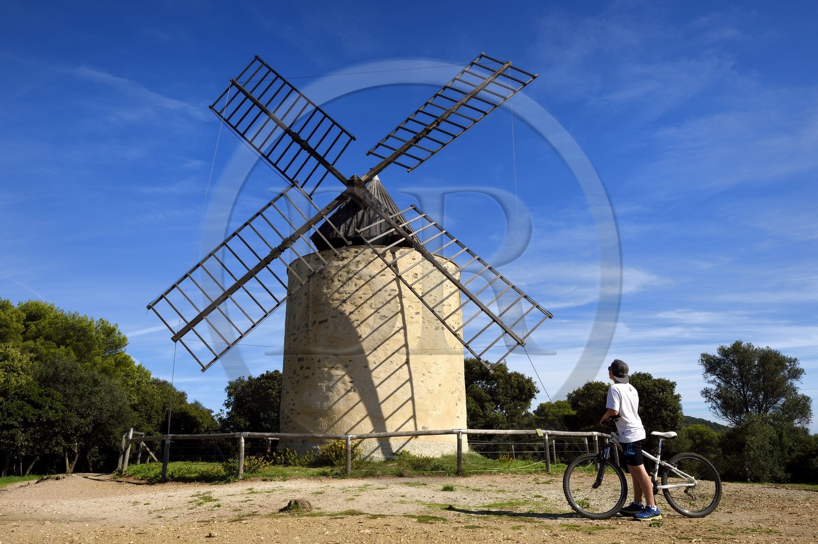 France, Var, Iles d'Hyeres, Parc National de Port Cros (National park of Port Cros), Porquerolles island, the 18th century mill restored in 2007