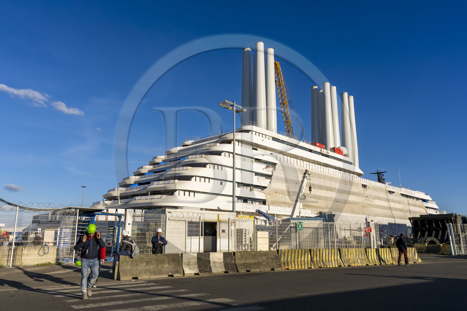 France, Loire-Atlantique, Saint-Nazaire, construction of the luxury superyacht Ritz-Carlton Luminara in the Joubert dry dock