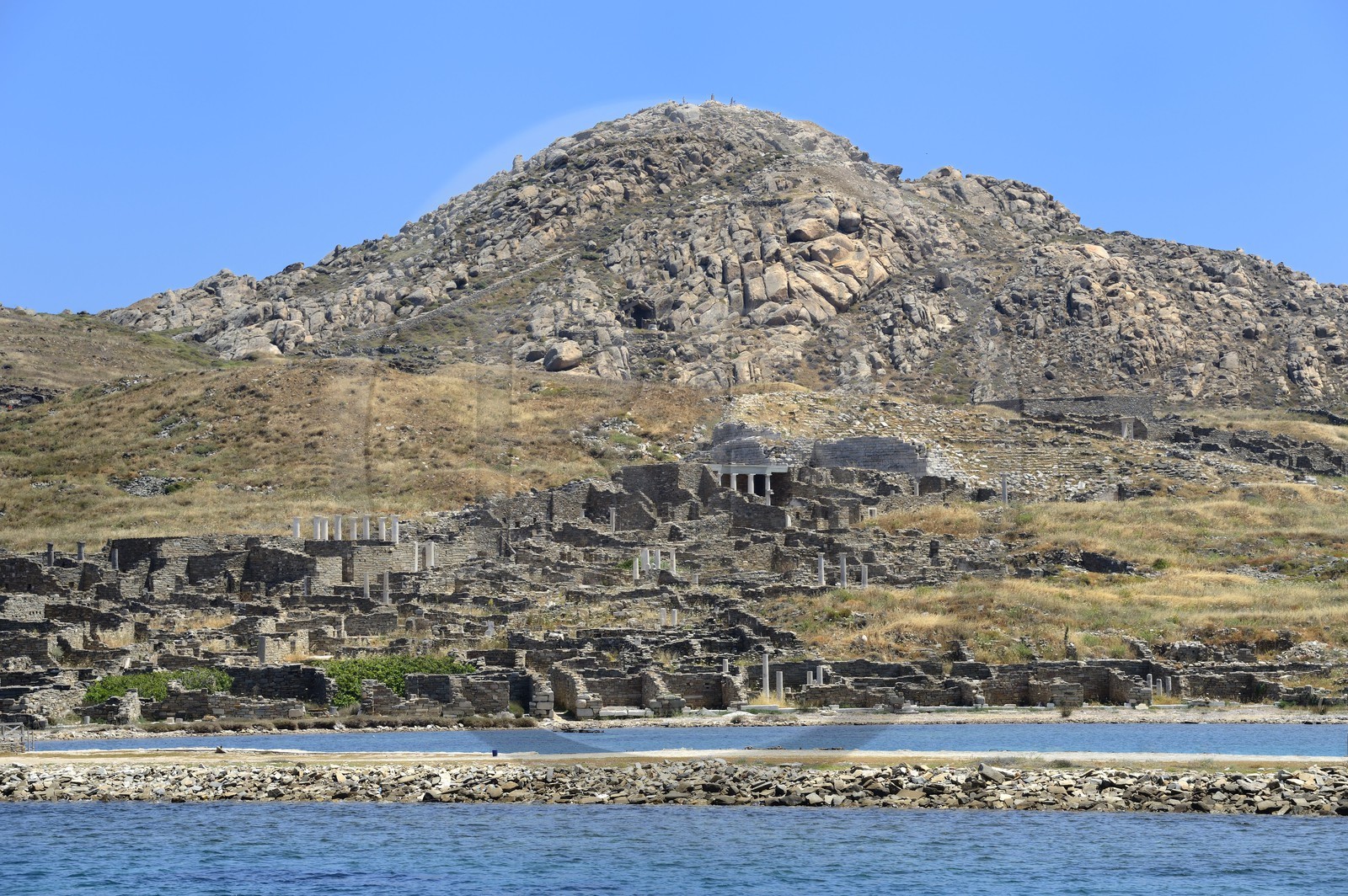 Greece, Cyclades islands, Delos, listed as World Heritage by UNESCO, the archaeological site of Delos, Apollo's Sanctuary, the most ancient city of the Aegean Sea