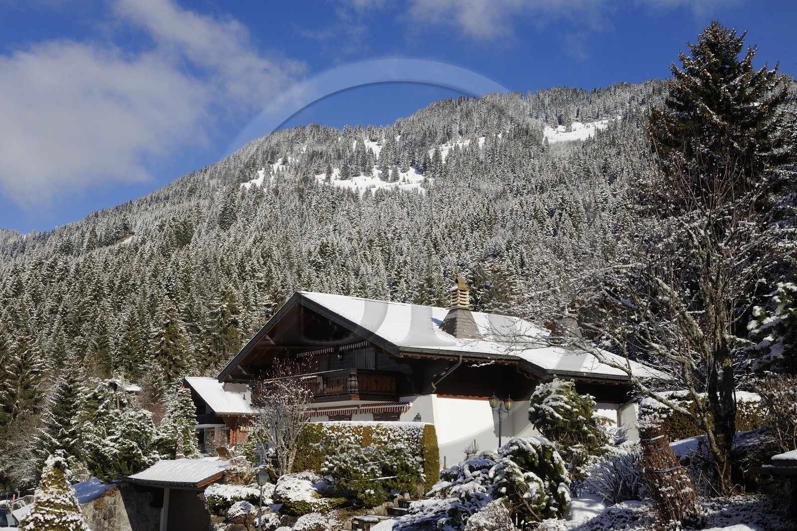 Suisse, Canton de Vaud, Villars sur Ollon, chalet sous la neige