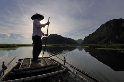 Vietnam, province de Ninh Binh, région surnommée la baie d'Halong terrestre, réserve naturelle de Van Long et ses paysages karstiques