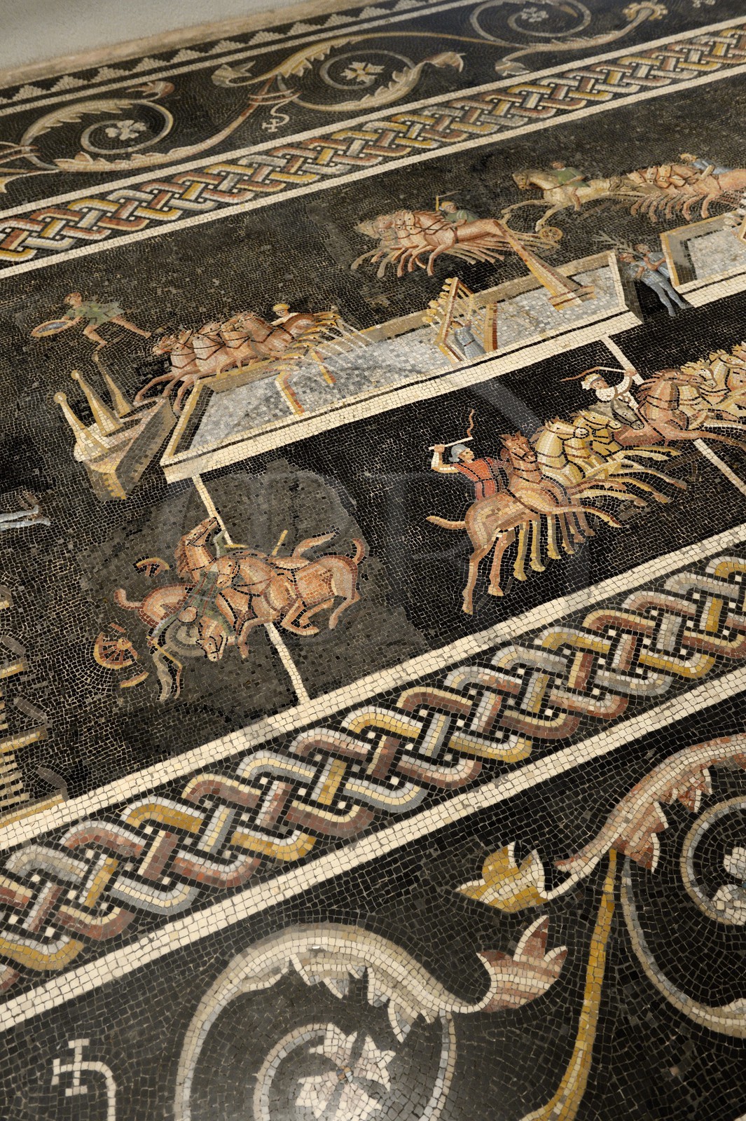 France, Rhone, Lyon, historical site listed as World Heritage by UNESCO, colline de Fourviere, Gallo-Roman Museum of Fourvière, circus games mosaic