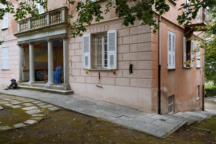 France, Haute-Corse (2B), Cap Corse, Sisco, le palais Gaspari-Ramelli (Palazzi ou Maison d'Americain de 1850) construit par le le docteur Santos (Toussaint) Gaspari qui fut gouverneur au Vénézuela