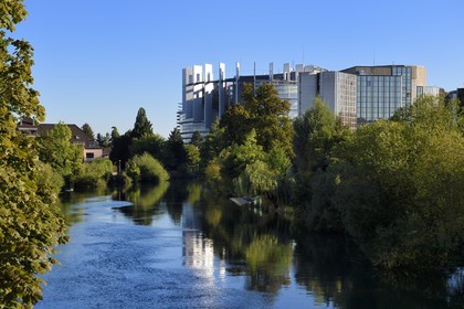 France, Bas Rhin, Strasbourg, the European Parliament on the banks of the Ill river