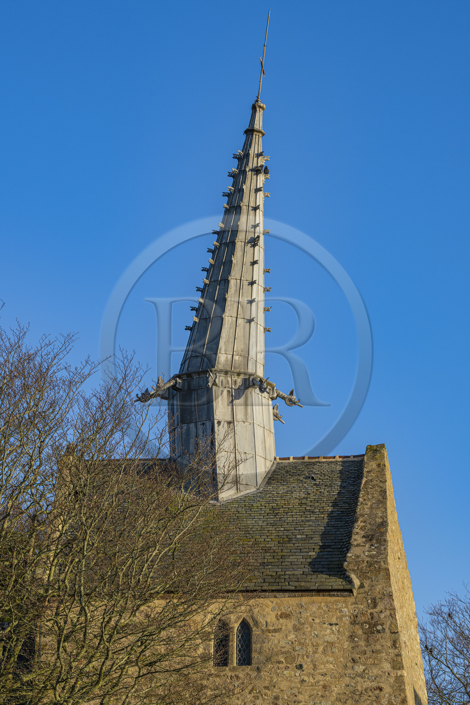 France, Côtes-d'Armor, Plougrescant, St Gonery chapel with its leaning steeple