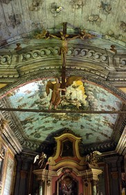 Pologne, Petite Pologne, Carpates, Christ en croix à l' intérieur de l' église en bois du village de Rabka-Zdroj