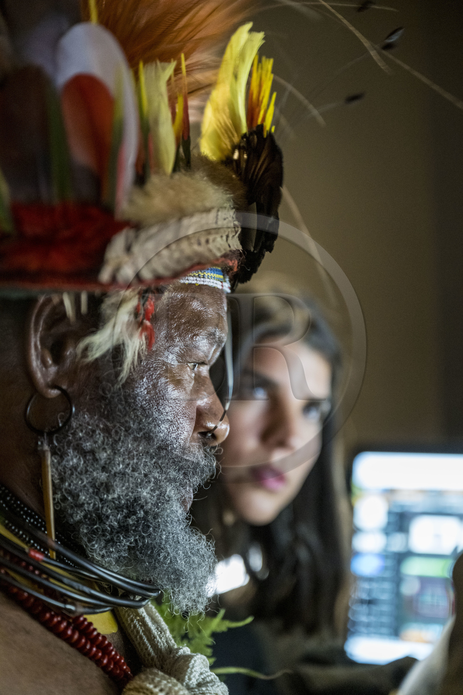 France, Paris, UNESCO Headquarters, conference at Earth University on November 25, 2022, Papuan Chief Mundiya Kepanga