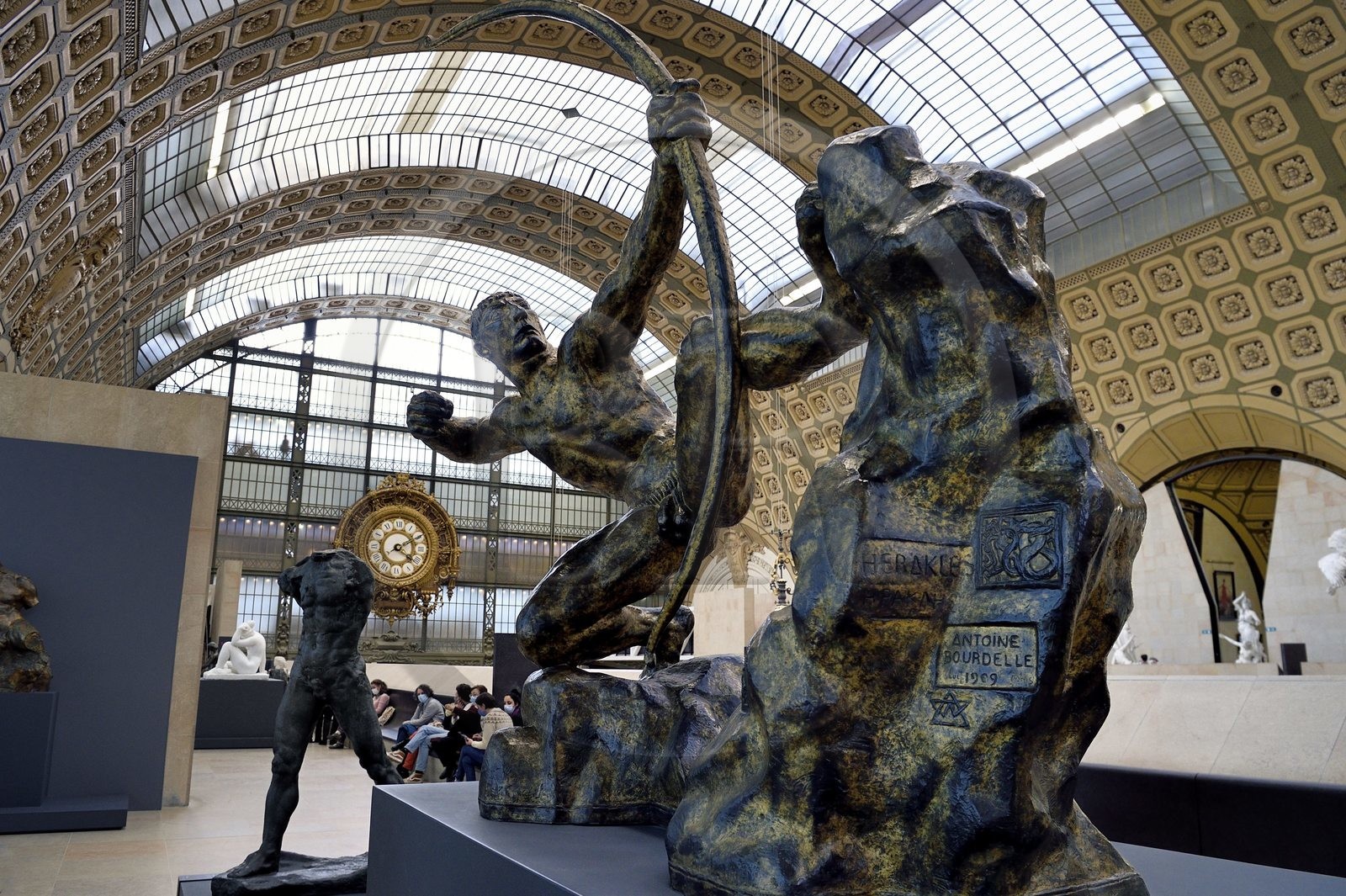 France, Paris, Orsay museum, sculpture of Héraklès archer or Héraclès kills the birds of the lake Stymphale (1909) by Antoine Bourdelle
