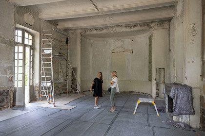 France, Bouches-du-Rhône (13), Aix en Provence, Bastide du Jas de Bouffan, ancienne demeure de Paul Cezanne de 1859 à 1899, le grand salon pendant les travaux de réfection de l'été 2024