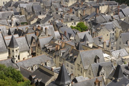 France, Indre et Loire (37), Vallée de la Loire classée Patrimoine Mondial de l'UNESCO, Chinon, la vieille ville vue depuis le château