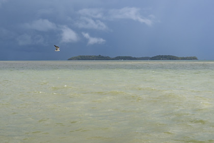 France, Guyane, Kourou, Iles du Salut, arrivée sur les Iles du Salut par temps orageux