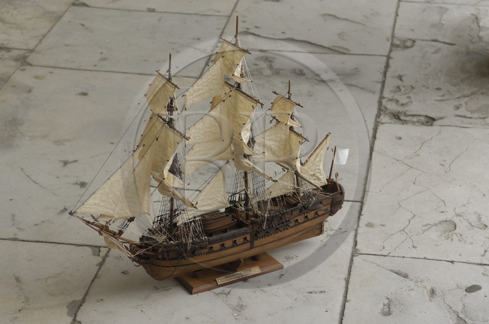 France, Charente-Maritime (17), Rochefort, le quartier de l'Arsenal, maquette de l'Hermione