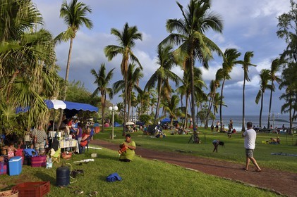 France, Ile de la Reunion, Cote Sud, plage de Grande Anse, la plage est très prisée le week end par les familles créoles pour les loisirs et le picnic