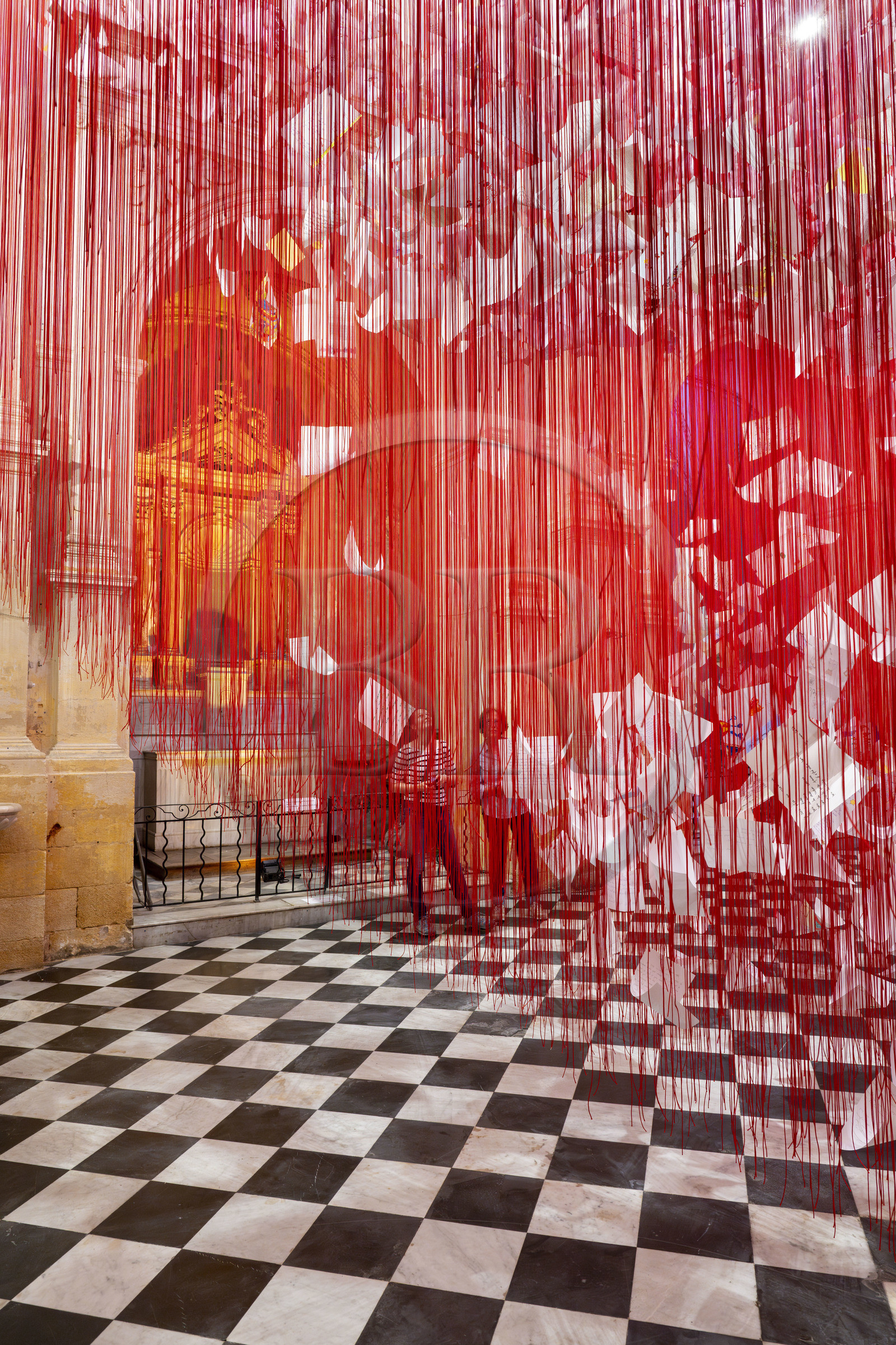 France, Bouches du Rhone, Aix en Provence, Chapel of the Visitation, exhibition by Japanese artist Chiharu Shiota - Beyond Consciousness