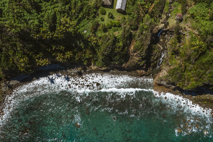 Caribbean, Dominica Island, Salybia, Kalinago Territory, Kalinago Barana Autê (the Caribbean village by the sea) (aerial view)