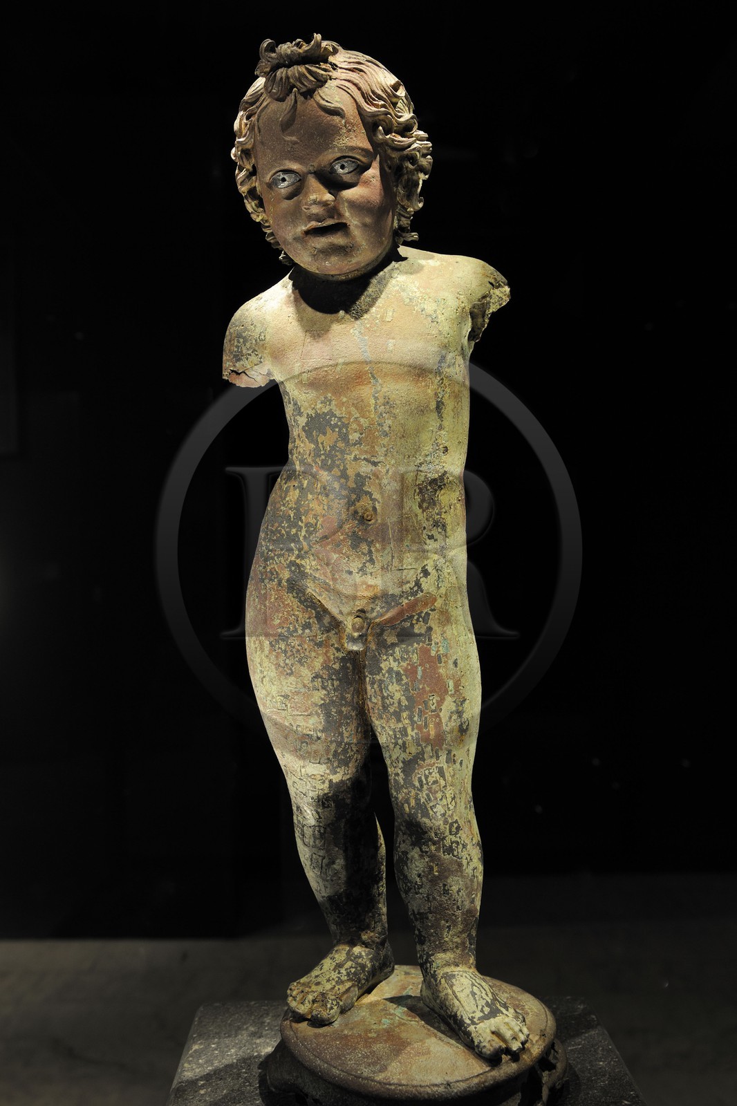 France, Herault, Cap d’Agde, the Ephebe (Adonis) museum is dedicated to underwater archeology, Roman statue (Cupidon) dated between the first century BC and the first century AD