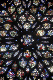 France, Paris (75), ile de la Cité, la Sainte Chapelle, la Chapelle Haute, détail de la rosace