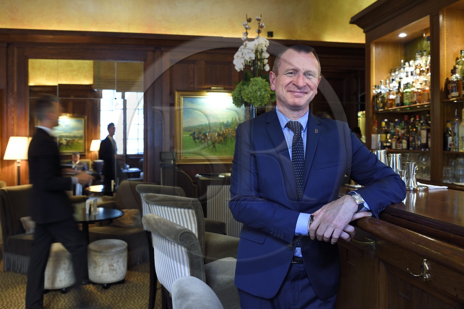 France, Calvados, Pays d'Auge, Deauville, Normandy Barriere Hotel Bar, the bartender chef Marc Jean