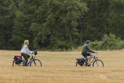 France, Maine-et-Loire (49), vallée de la Loire classée au Patrimoine Mondial par l'UNESCO, Saumur vers Saint-Hilaire, randonnée à bicyclette
