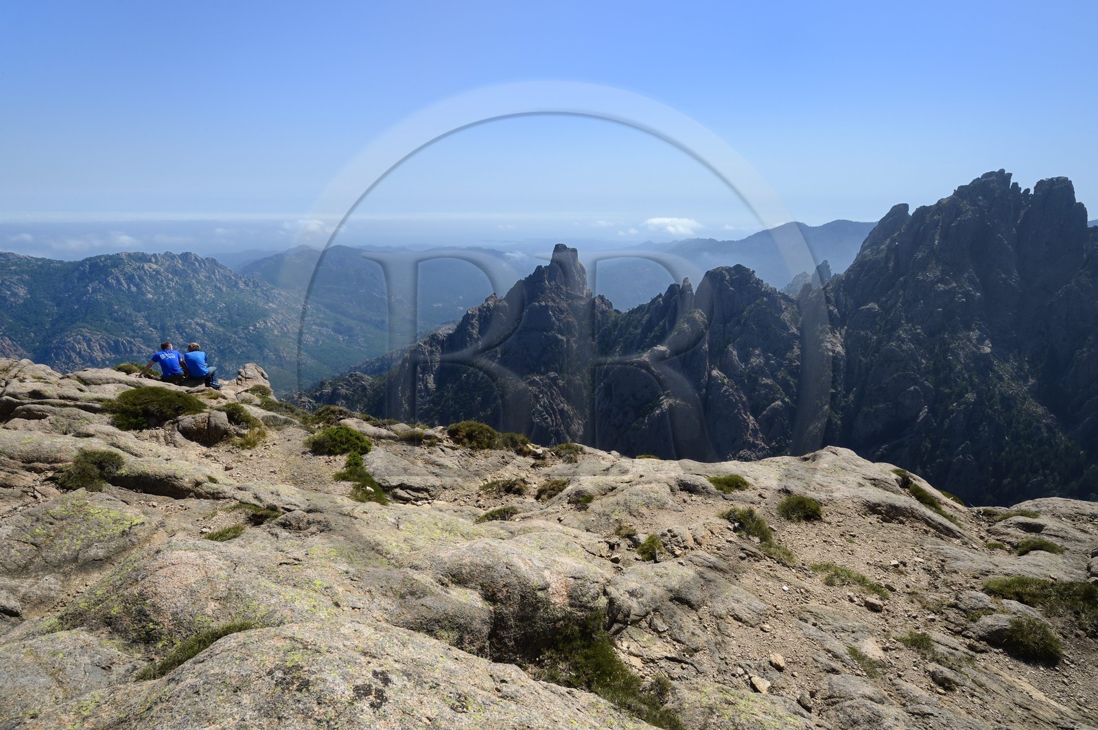 France, Corse-du-Sud (2A), Alta Rocca, massif de Bavella, promontoire de Punta Velacu, piton vertigineux surplombant le ravin d’Aragale