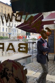 France, Rhone, Lyon, historical site listed as World Heritage by UNESCO, Vieux Lyon (Old Town), Cafe de la Cathedrale on the place Saint-Jean