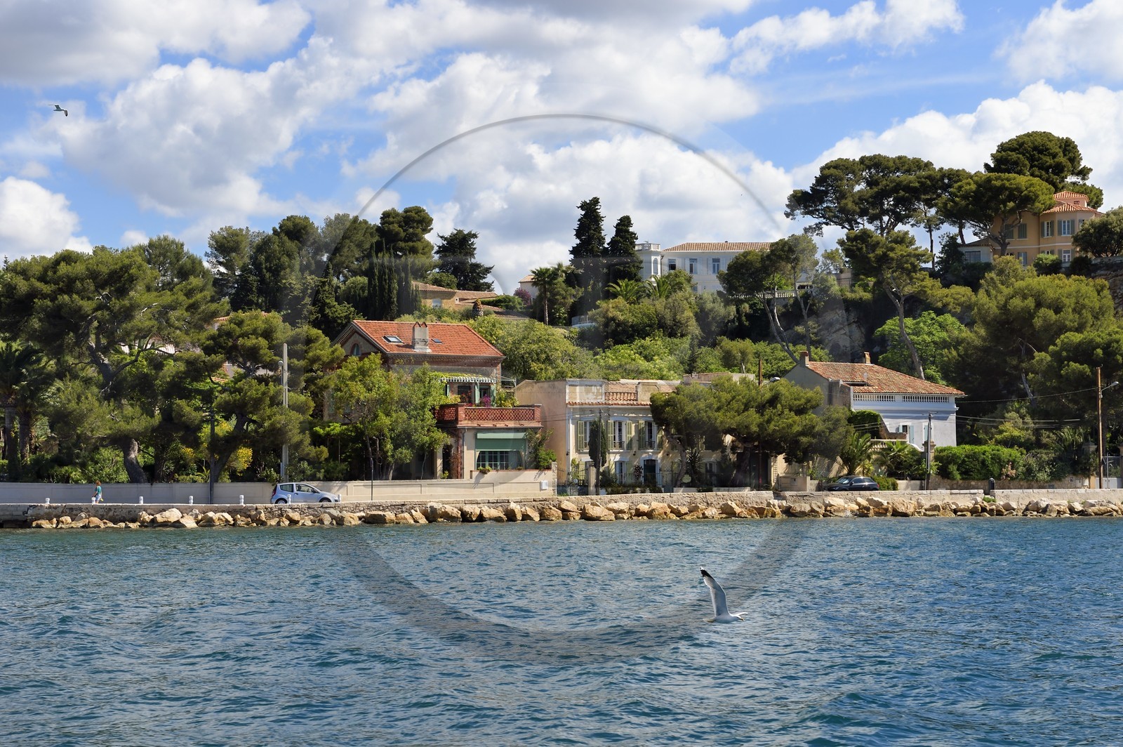 France, Var (83), la rade de Toulon, La Seyne-sur-Mer, quartier de Tamaris, la corniche Michel Pacha
