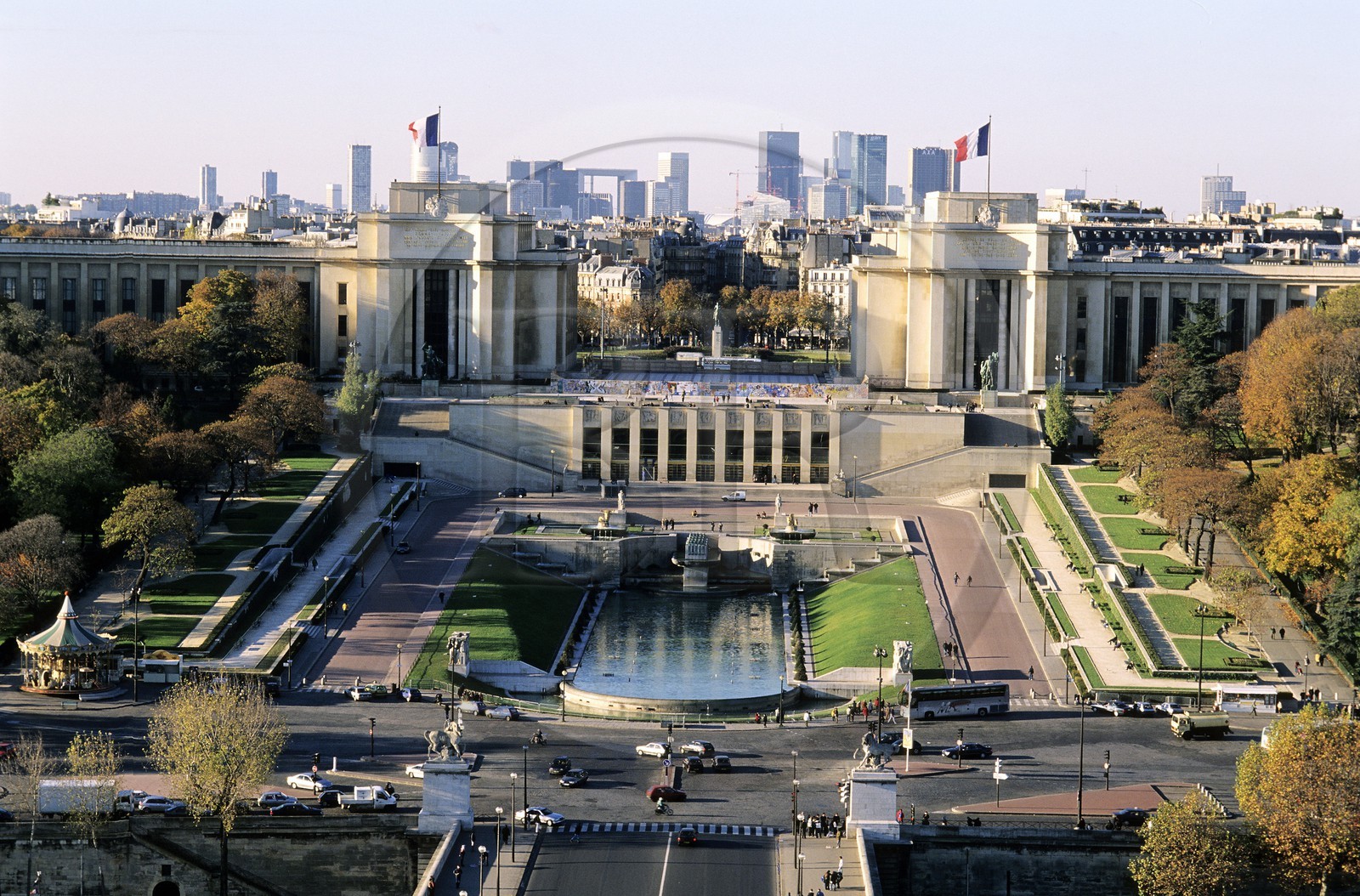 France, Paris (75), le Palais de Chaillot et les jardins du Trocadéro