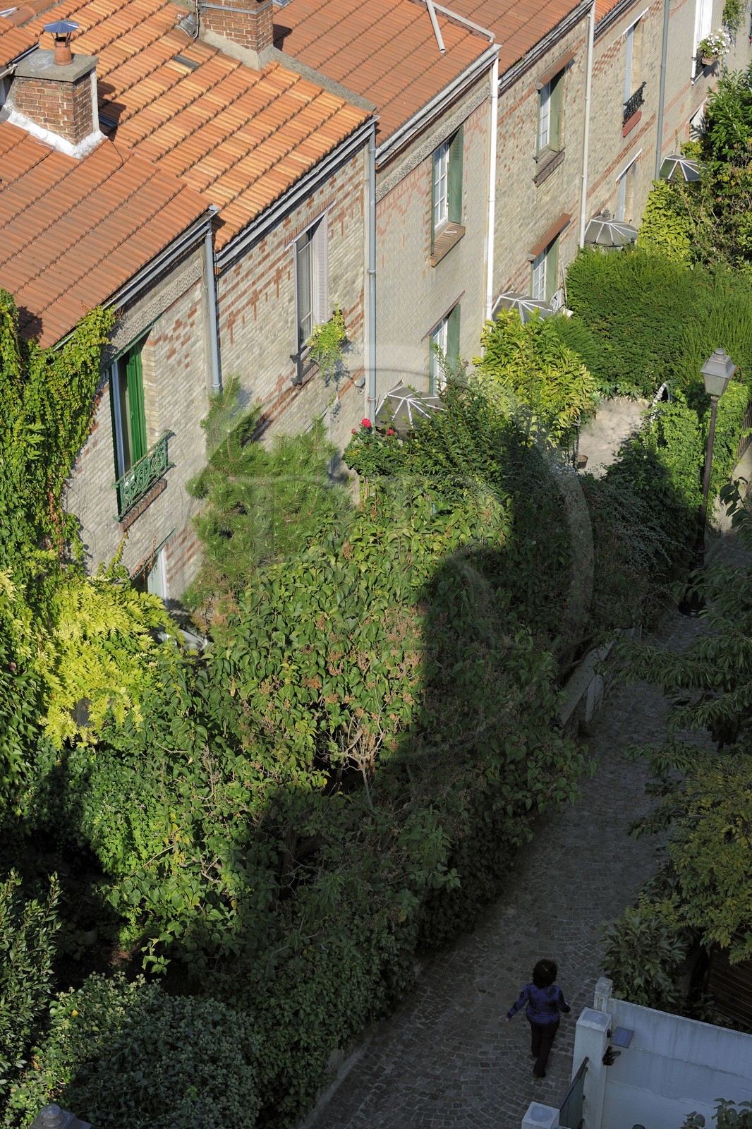 France, Paris (75), 20ème arr, La campagne à Paris du quartier Mouzaïa maisons avec jardins au coeur de la ville