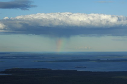 Suède, Laponie, comté de Norrbotten, petites iles sur la mer Baltique (vue aérienne)
