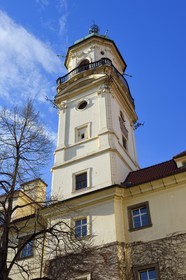 République Tchèque, Prague, centre historique classé Patrimoine Mondial de l' UNESCO, quartier de Stare Mesto, Clementinum (Klementinum), tour de l’observatoire astronomique surmontée d’une statue d’Atlas