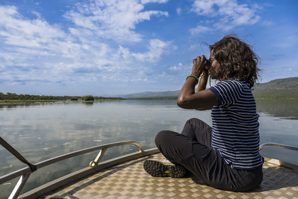 Rwanda, Akagera National Park, Boat safari on lake Ihema