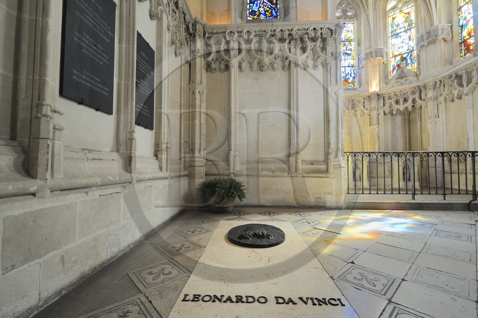 France, Indre et Loire, Amboise, Loire Valley listed as World Heritage by UNESCO, Chapel of Saint-Hubert, Leonard De Vinci tomb