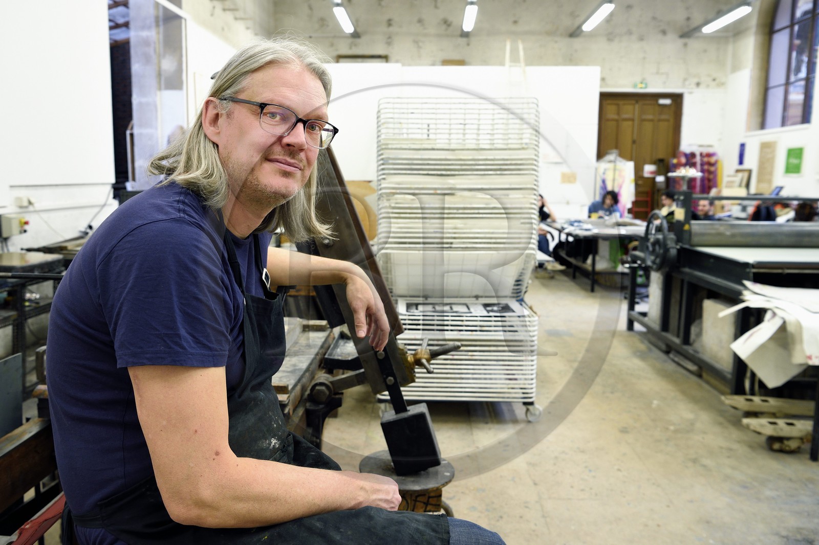 France, Paris, Saint Germain des Pres district, Ecole nationale superieure des Beaux-Arts (Fine Arts school), printing-multiple department in the Palais des Etudes (Palace of Studies), Professor Wernher Bouwens