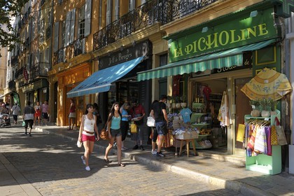France, Bouches-du-Rhône (13), Aix-en-Provence, boutiques place de l'Hôtel de ville