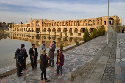 Iran, Isfahan Province, Isfahan, Khaju Bridge on the Zayandeh river