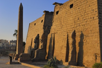 Egypt, Upper Egypt, Nile Valley, Luxor Temple listed as World Heritage by UNESCO, the first pylon and the obelisk