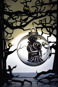 France, Bas-Rhin (67), Selestat, la Bibliothèque Humaniste, exposition sur les boules de Noël et les comptes, référence à Hansel et Gretel