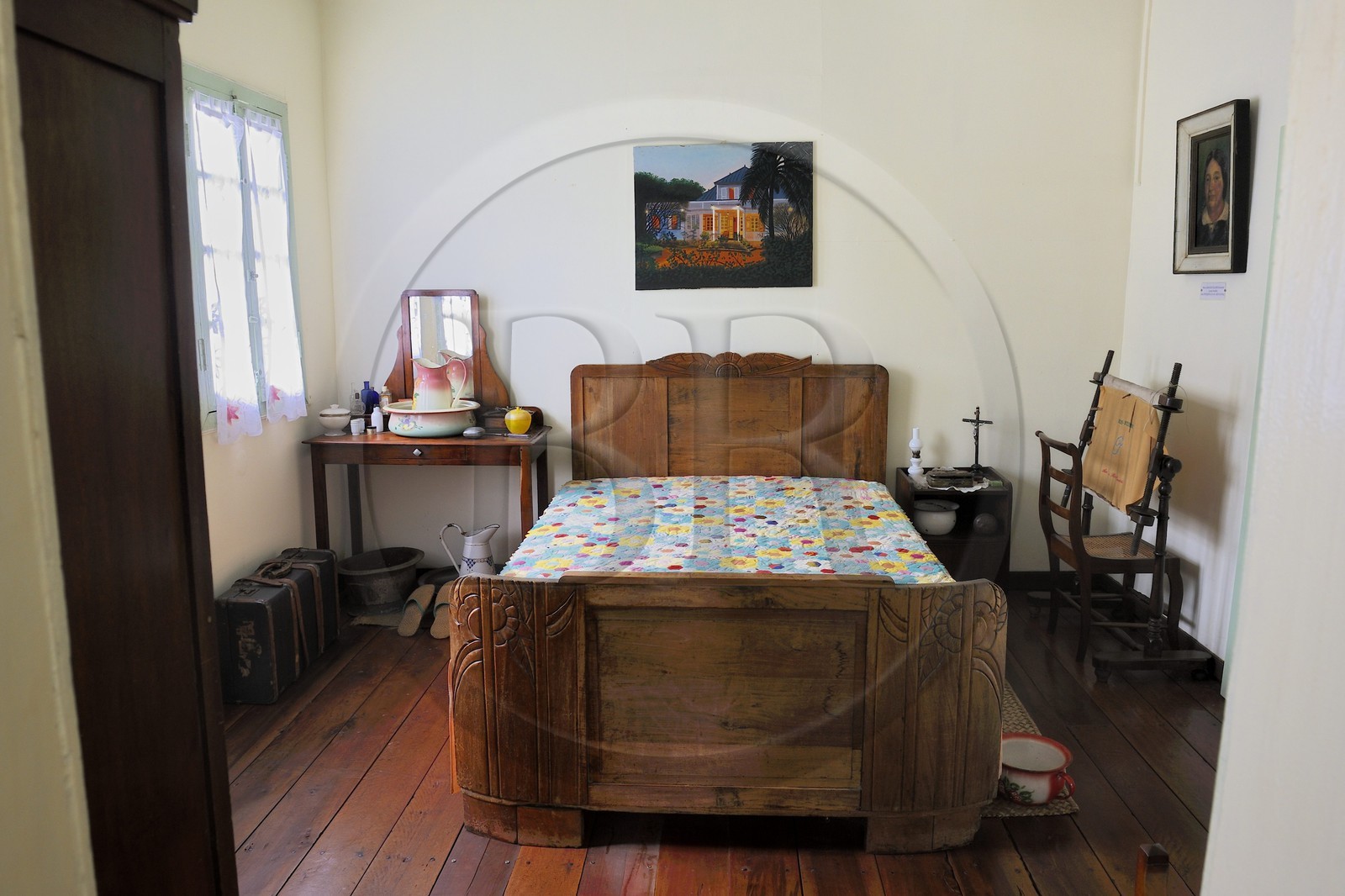 France, Reunion island (French overseas department), South coast, Saint Philippe, Ecomuseum Au Bon Roi Louis, bedroom of a Creole house