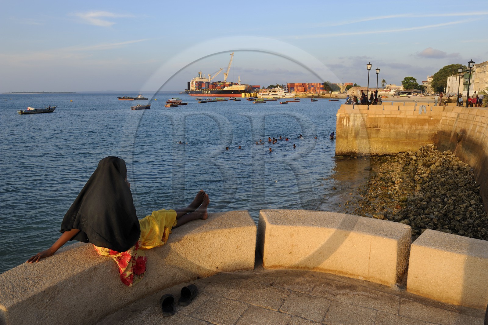 Tanzania, Zanzibar Archipelago, Unguja island (Zanzibar), Stone Town, listed as World Heritage by UNESCO, the trade port seen from the Forodhani gardens