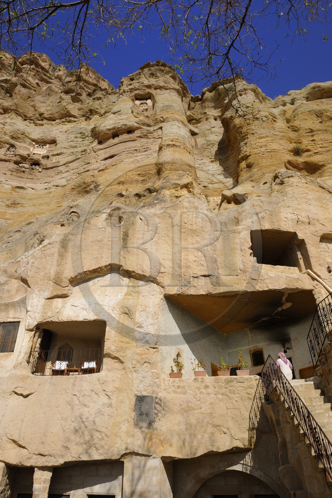 Turquie, Anatolie Centrale, province de Nevsehir, Cappadoce classée Patrimoine Mondial de l'UNESCO, Ürgüp, hôtel de luxe Yunak Evleri dans les anciennes maisons troglodytiques