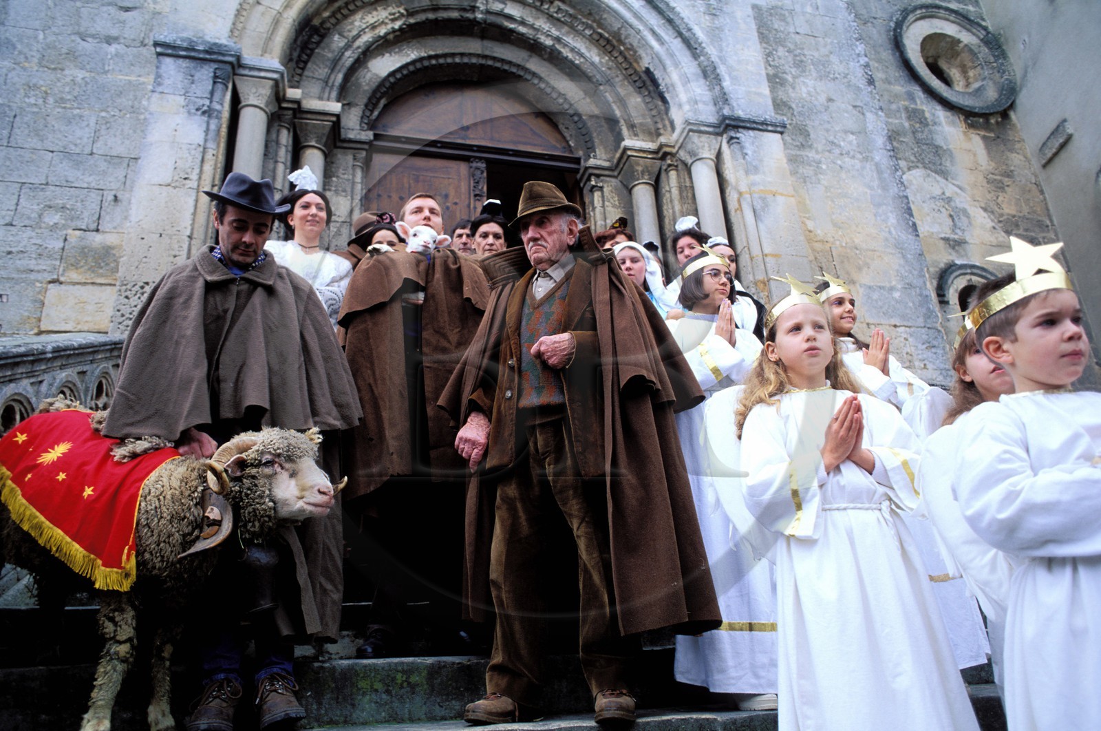 France, Bouches du Rhone, Les Baux de Provence village, labelled Les Plus Beaux Villages de France (The Most Beautiful Villages of France), Christmas celebrations, midnight mass