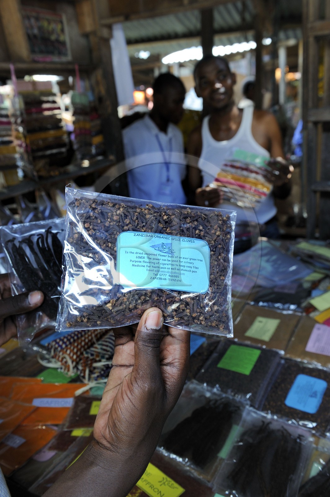 Tanzanie, archipel de Zanzibar, île de Unguja (Zanzibar), ville de Zanzibar, quartier Stone Town, classé Patrimoine Mondial de l' UNESCO, le marché de Darajani, étal aux épices