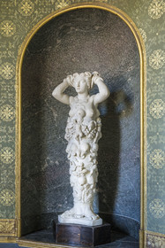 France, Seine-et-Marne, Fontainebleau, castle of Fontainebleau listed as World Heritage by UNESCO, Rotunda, marble statue representing an allegory of Nature made by Niccolo Pericoli called Tribolo and commissioned by Francois I in 1529 to serve as a support for a bowl