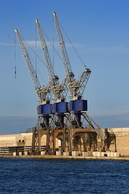 France, Bouches du Rhone, Marseille, Euroméditerranée Zone, Great Seaport of Marseille, cranes of the sea dike